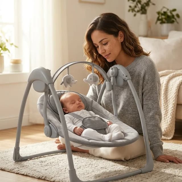 Columpio eléctrico para bebé con soporte ergonómico